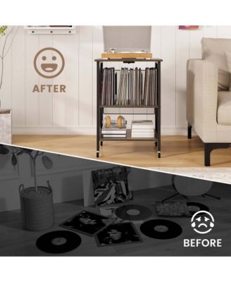 1 PC Metal Record Player Stand Holds Up to 121 Vinyl Records Vinyl Record Storage Table