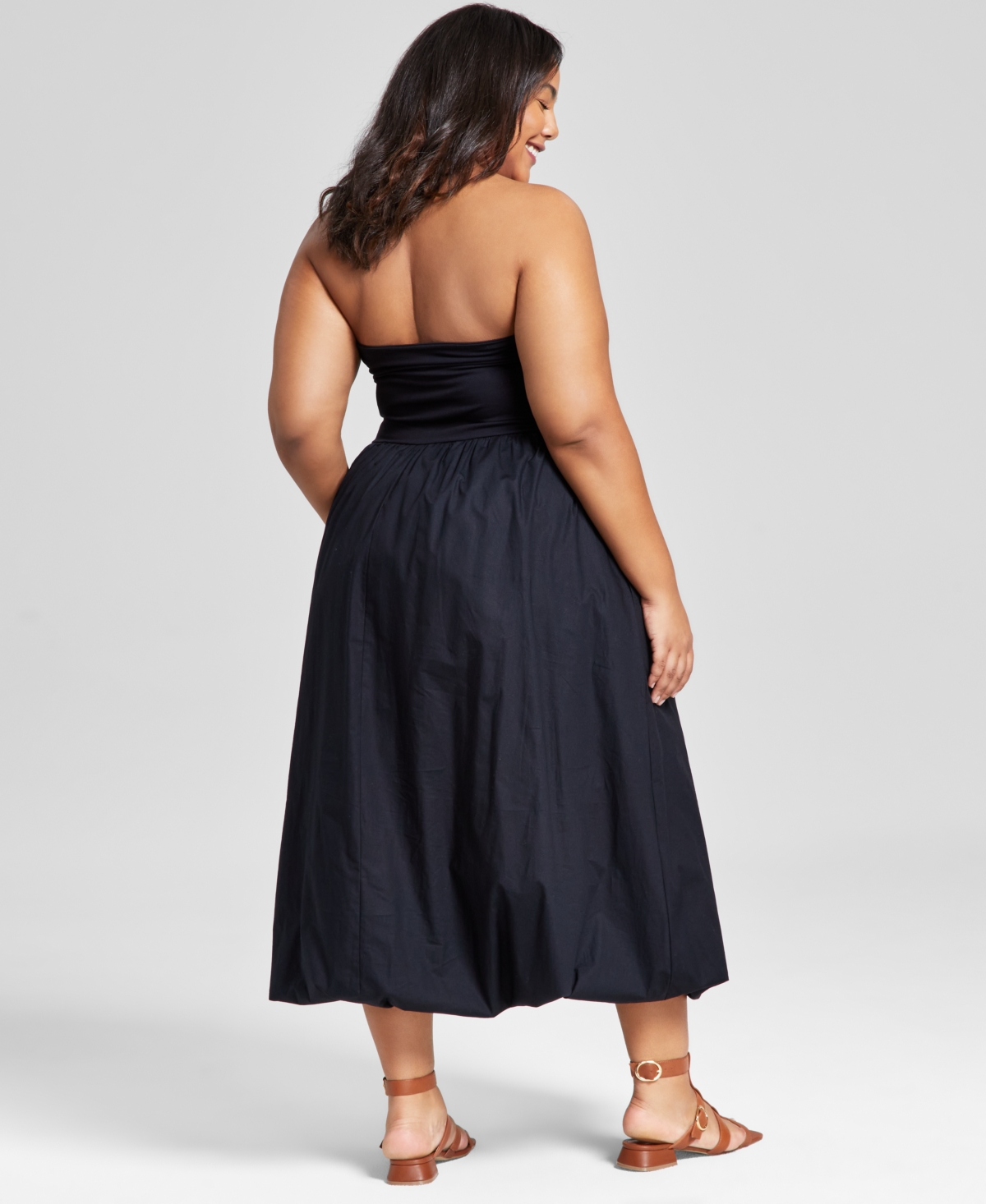 And Now This Plus Size Cotton Strapless Bubble Dress, Created For Macy's In Black