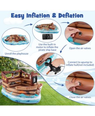 Inflatable Pirate Ship Playhouse with Built-in Motor and Inflatable Toy Sword