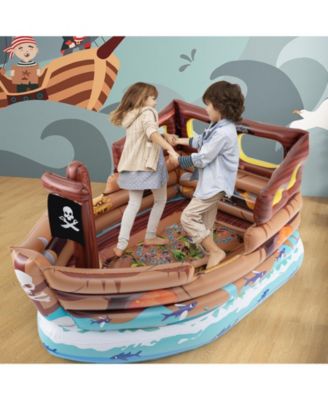 Inflatable Pirate Ship Playhouse with Built-in Motor and Inflatable Toy Sword