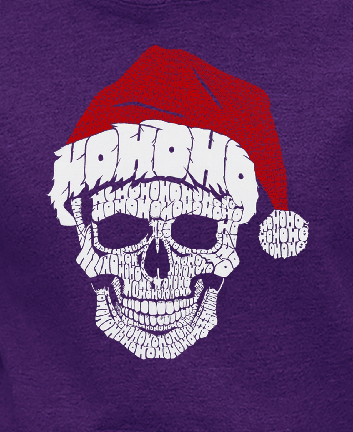 LA POP ART WOMEN'S SANTA SKULL WORD ART HOODED SWEATSHIRT 