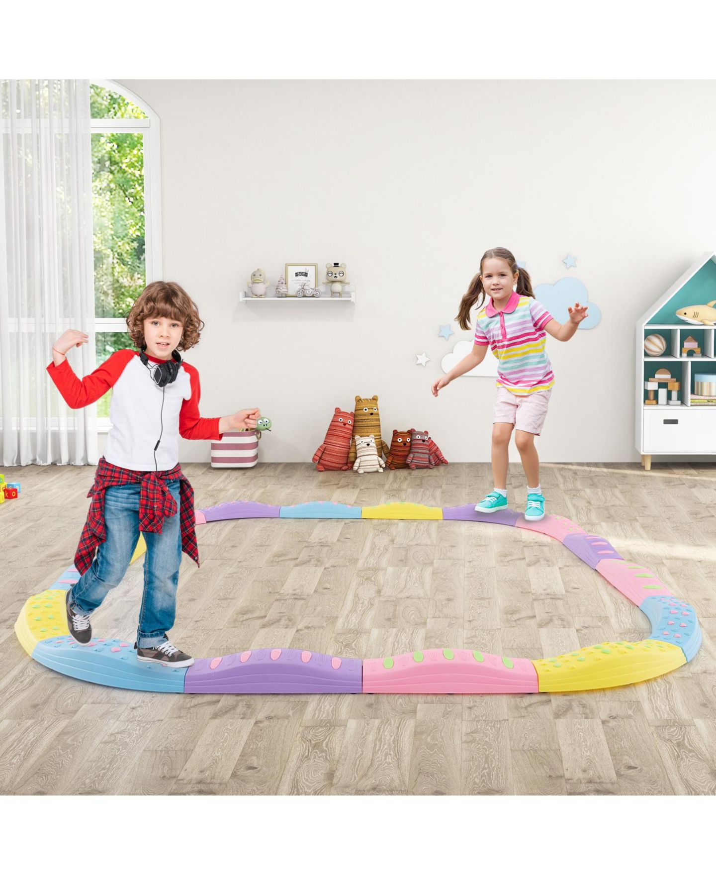 Детские игрушки HONGGE 20-Piece Wavy Non-Slip Balance Beam, Ages 2-6 — фото 9