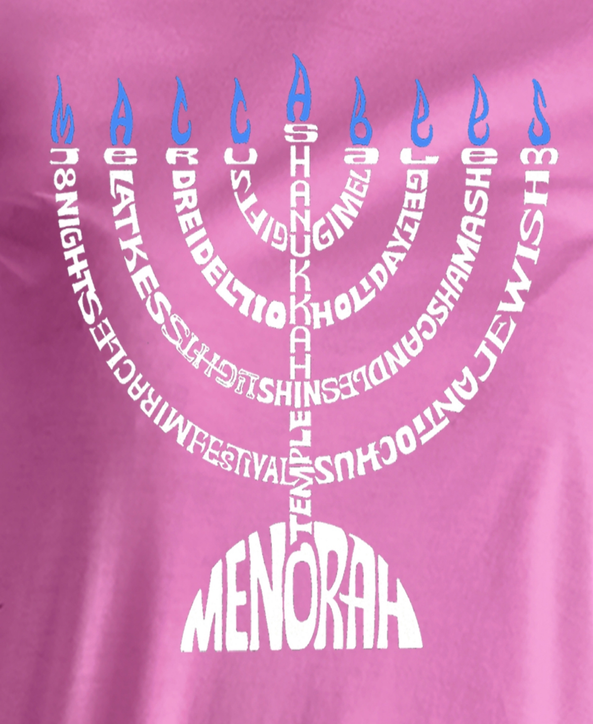 La Pop Art Women's Menorah Word Art Crew Neck T-Shirt