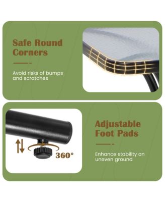 Outdoor Side Table Square Patio Table w/ Tempered Glass Top Small Coffee Table