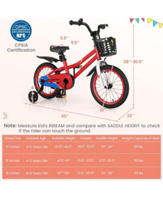 16 Inch Kids Bike with Removable Training Wheels for 4-7 Years Old