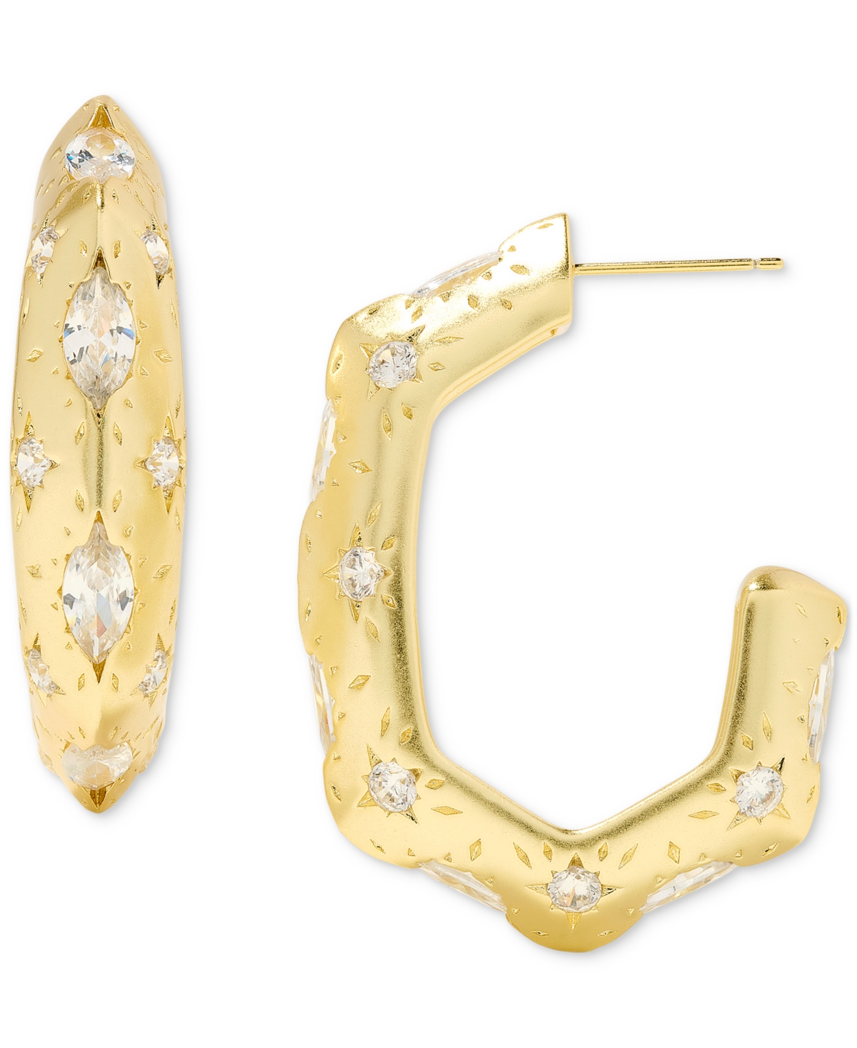 KENDRA SCOTT CRYSTAL SCATTER MEDIUM HOOP EARRINGS, 1.64" 