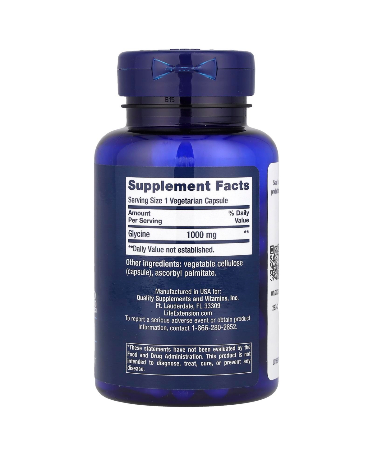 Life Extension Glycine 1 000 mg - Vegetarian Capsules
