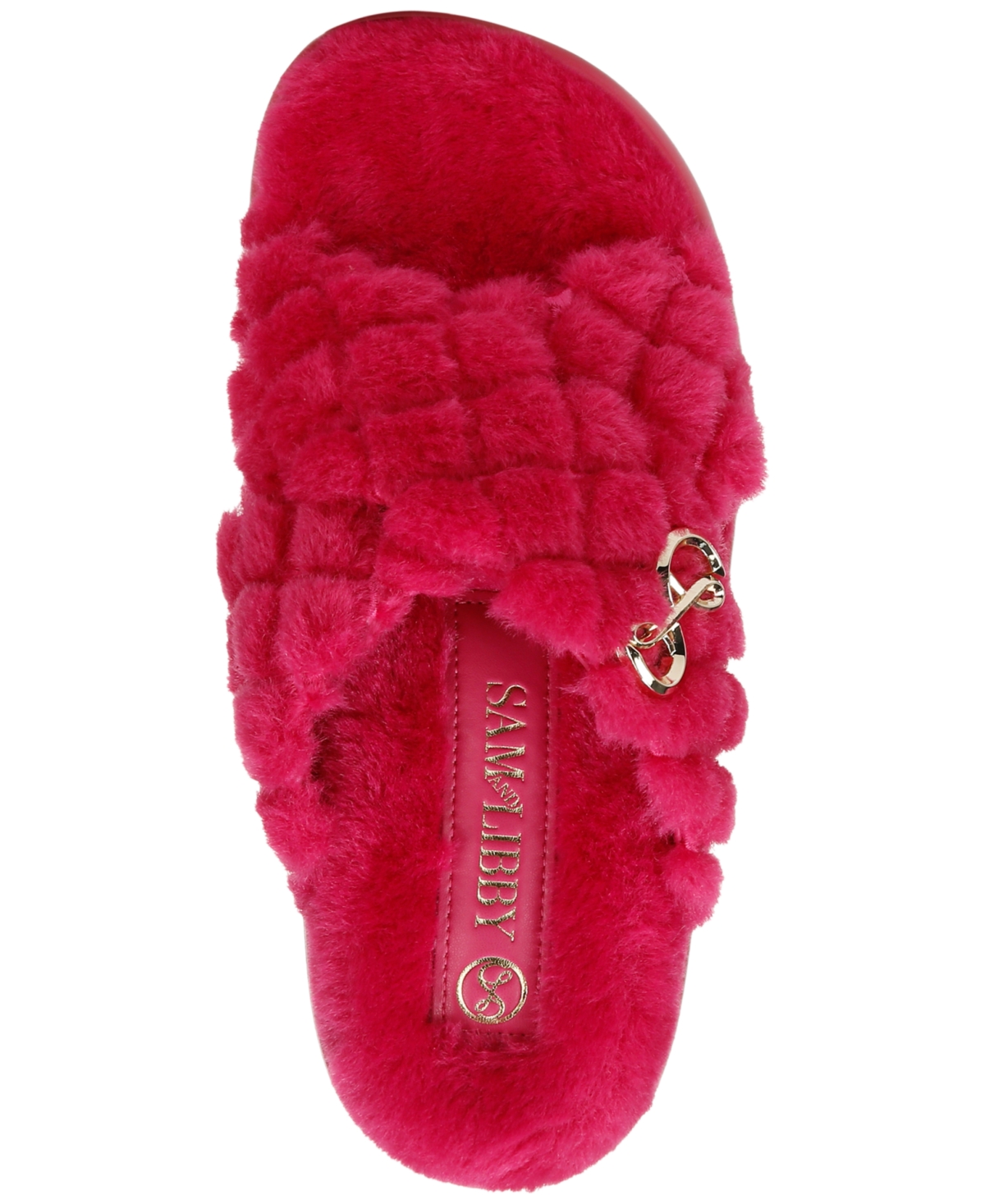 Sam & Libby Women's Fern Slip On Crisscross Cozy Slippers In Bright Fuchsia