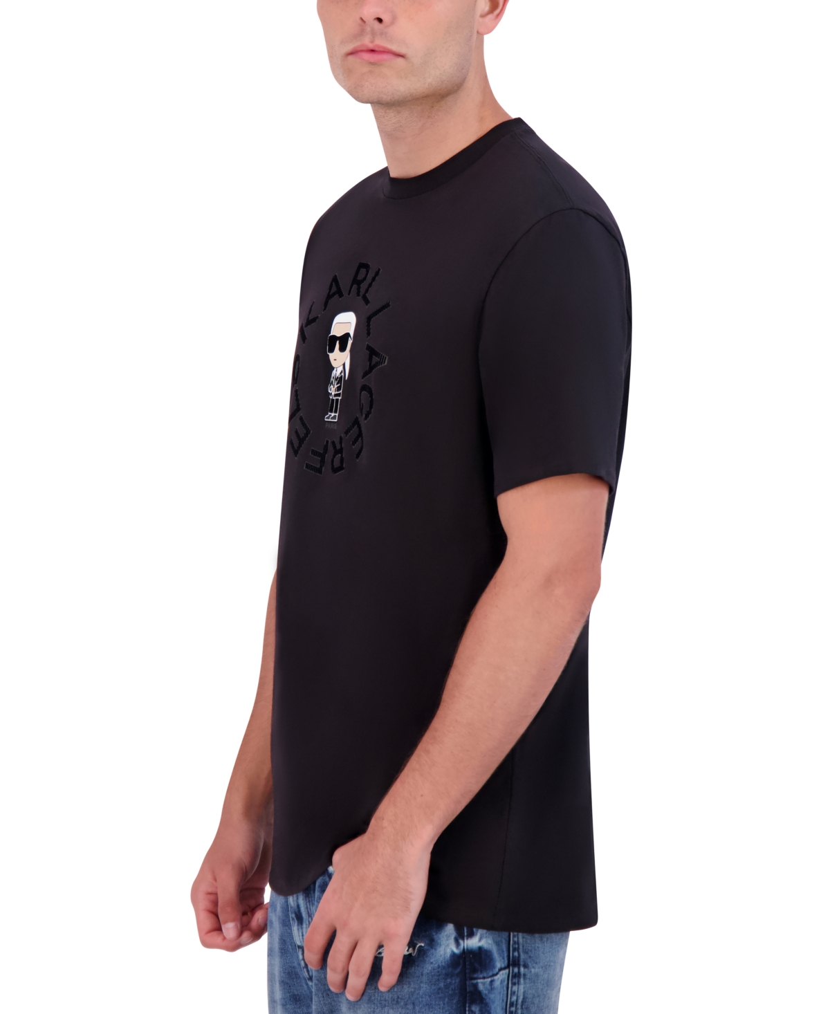 Karl Lagerfeld Paris Men's Slim Fit Short Sleeve Crewneck Circle Little Karl Logo T-Shirt
