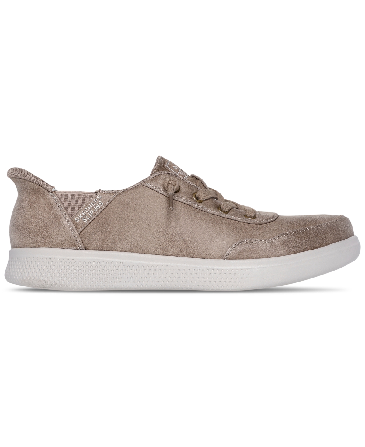 Skechers Bobs Skipper Womens Memory Foam Manmade Slip-on Sneakers In Taupe