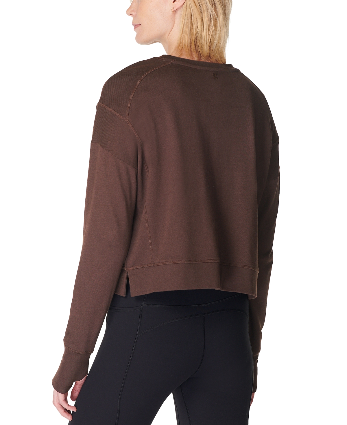 Sweaty Betty After Class Crop Sweatshirt In Cacao Brown