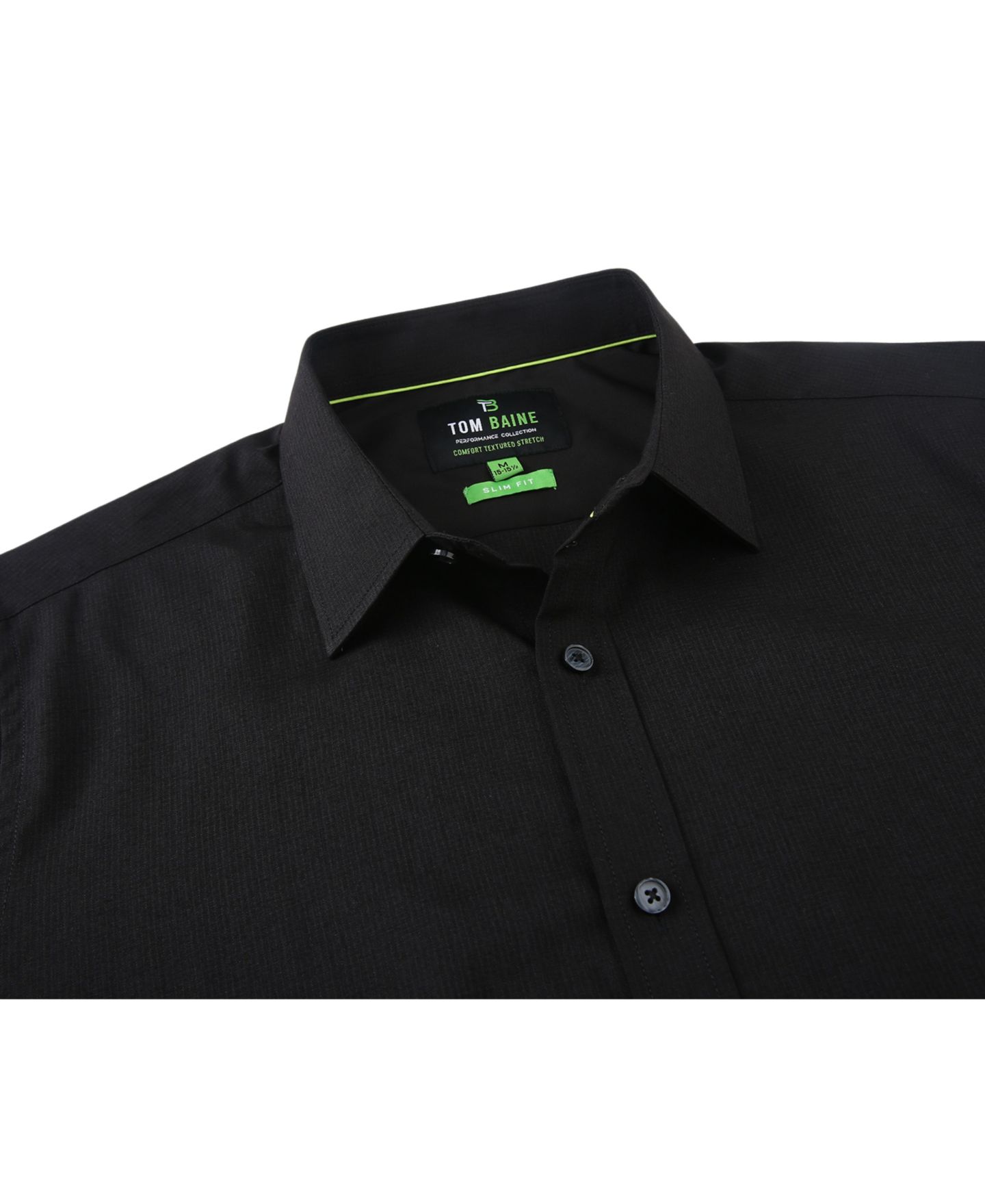 Мужская рубашка Tom Baine Four-Way Stretch Solid Textured Button Down Dress Shirt, цвет: Чёрный — фото 3
