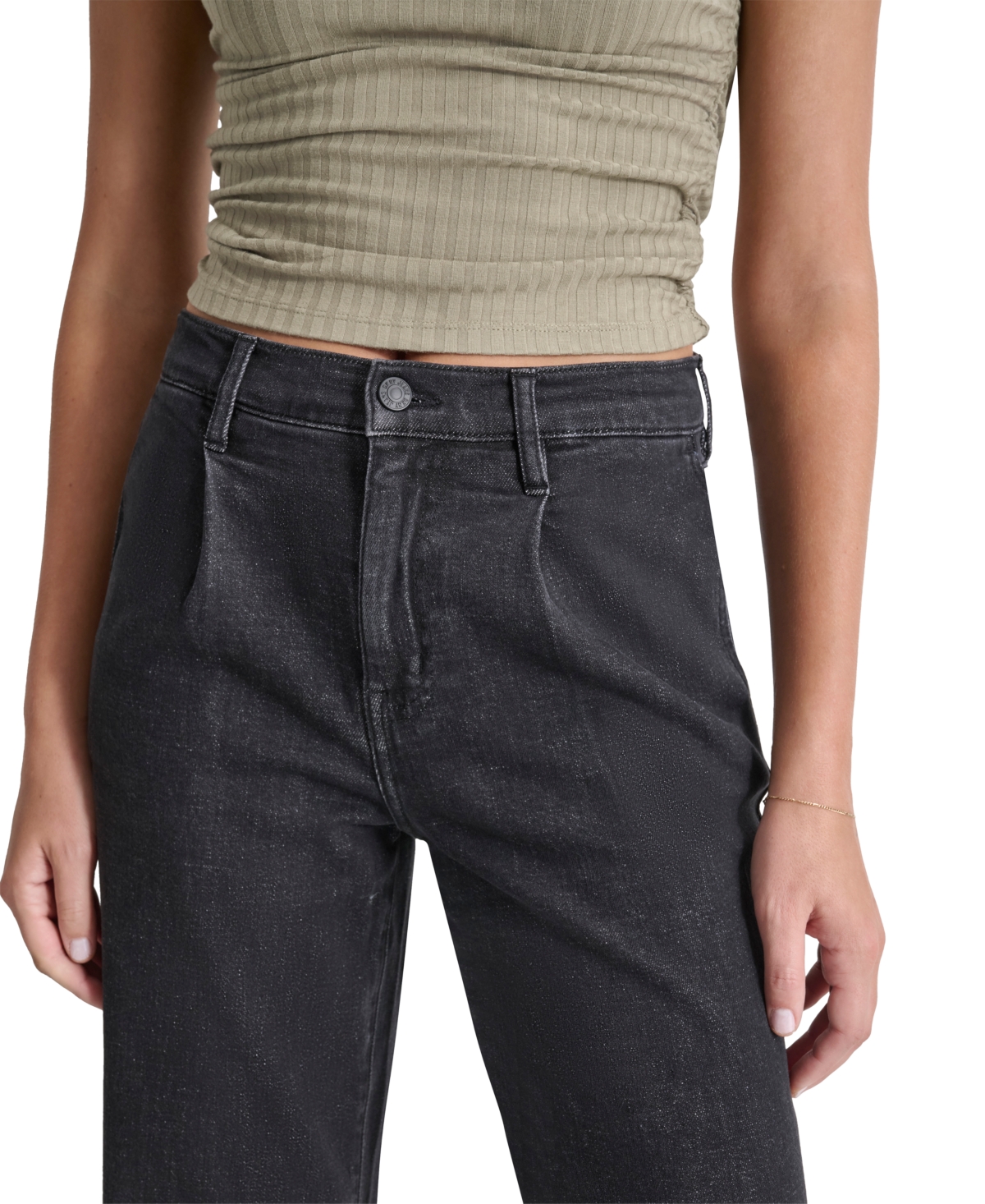 Dkny Jeans Women's High-Rise Front-Pleat Wide-Leg Trouser Jeans