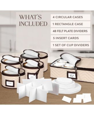 5-Piece Set China Storage Containers with Dividers - Holds Set of 12 Dinnerware