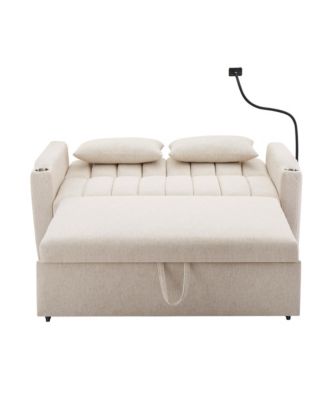 Streamdale Convertible Sofa Bed Loveseat with USB Ports, Storage, and Phone Holder