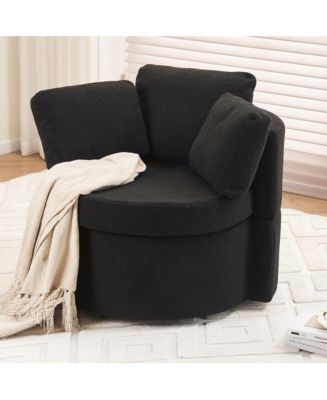 Streamdale Furniture Teddy Fabric Swivel And Storage Chair With Back Cushion For Living Room, Black - Macy's