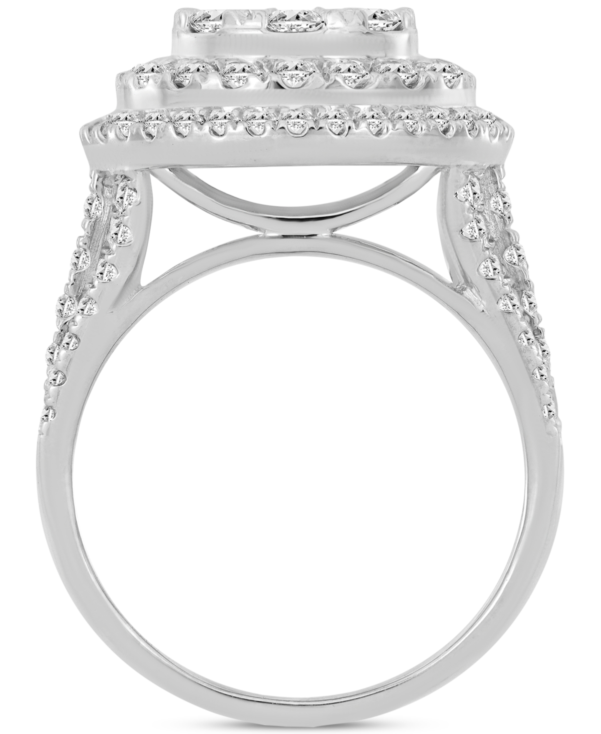 Macy's Diamond Concentric Circle Cluster Ring (2 Ct. T.w.) In 10k White Gold In White Gold