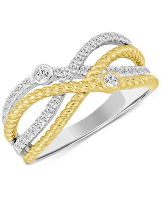 Macy's - Diamond Crossover Openwork Statement Ring (1/3 ct. t.w.) in 10k Two-Tone Gold