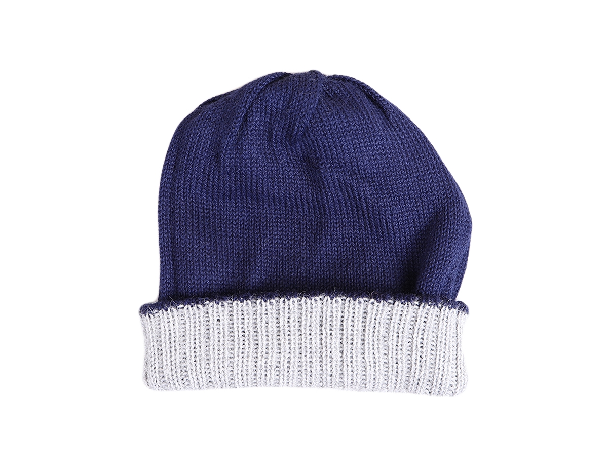 Reversible Ski Alpaca Hat - Navy/Silver