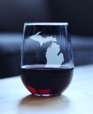 Michigan State Map Stemless Wine Glass
