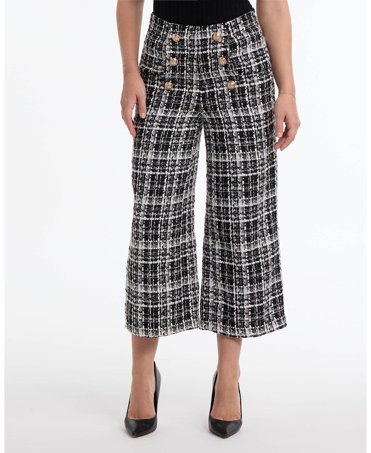 Women's Button Detail Tailored Boucle Pant