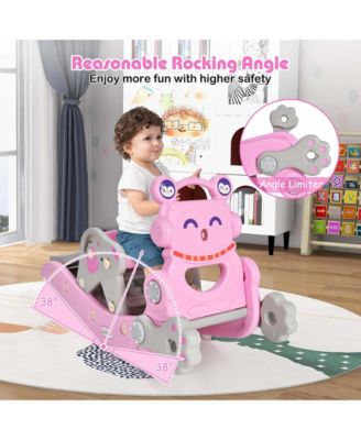 4-in-1 Rocking Horse and Slide Set Toddler Slide Toy with Basketball Hoop