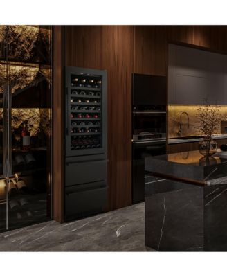 ESTATE 24" Dual Zone Wine & Beverage Fridge – 175 Can Capacity, Black Stainless Steel, Built-In Drawer Cooler with Full Extension Shelves