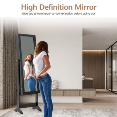 Mirrored Jewelry Cabinet Organizer Storage Box White