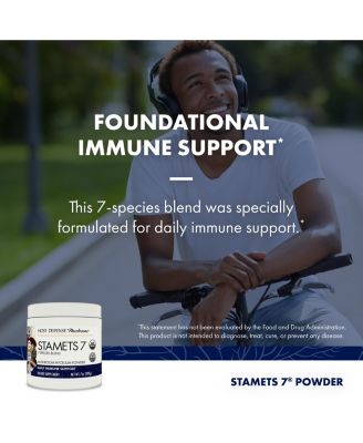Stamets 7 Mushroom Powder - 7 Species Blend - Mushroom Supplement for Immune Support with Royal Sun Blazei, Cordyceps, Reishi, Maitake, Lion's Mane, Chaga & Mesima