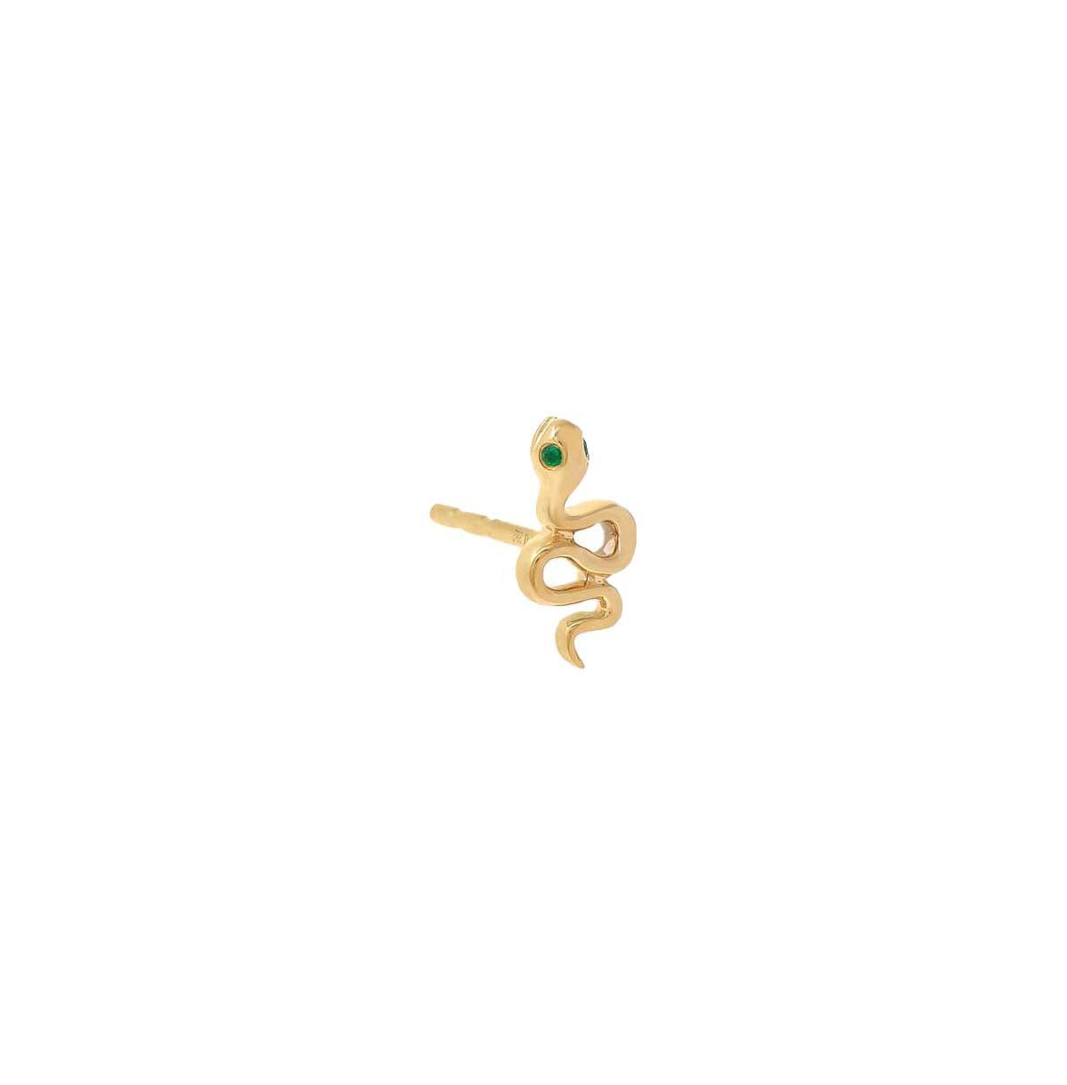 By Adina Eden Tiny Emerald Snake Stud Earring 14K - 14k gold
