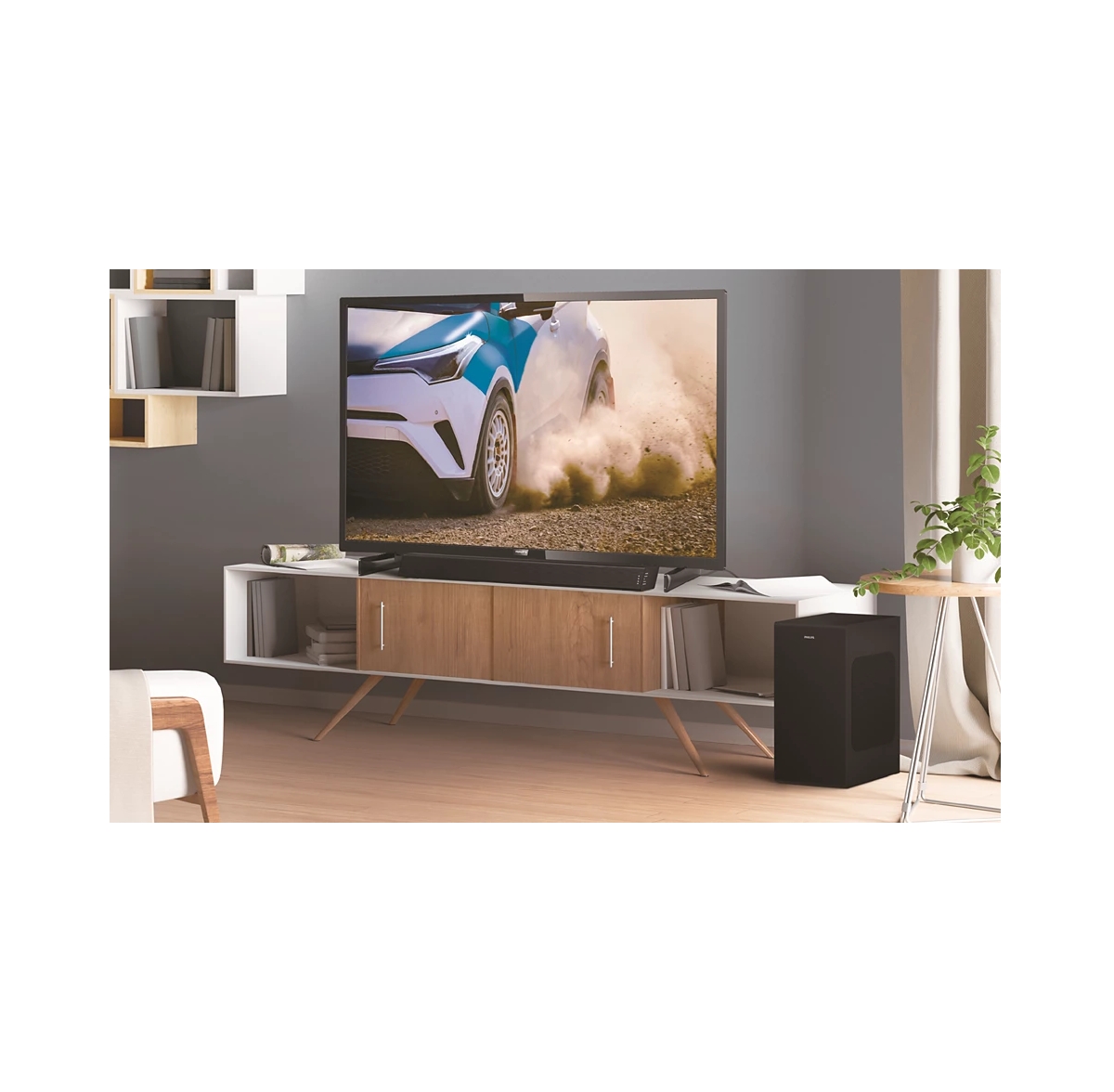 Philips 2.1 Channel Soundbar with Wireless Subwoofer – Dolby Audio, Bluetooth Streaming, Hdmi Arc, Multiple Sound Modes,- Black