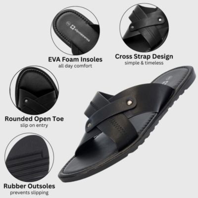 Men's Saul Faux Leather Slide Sandals Dressy Indoor Outdoor Shoes