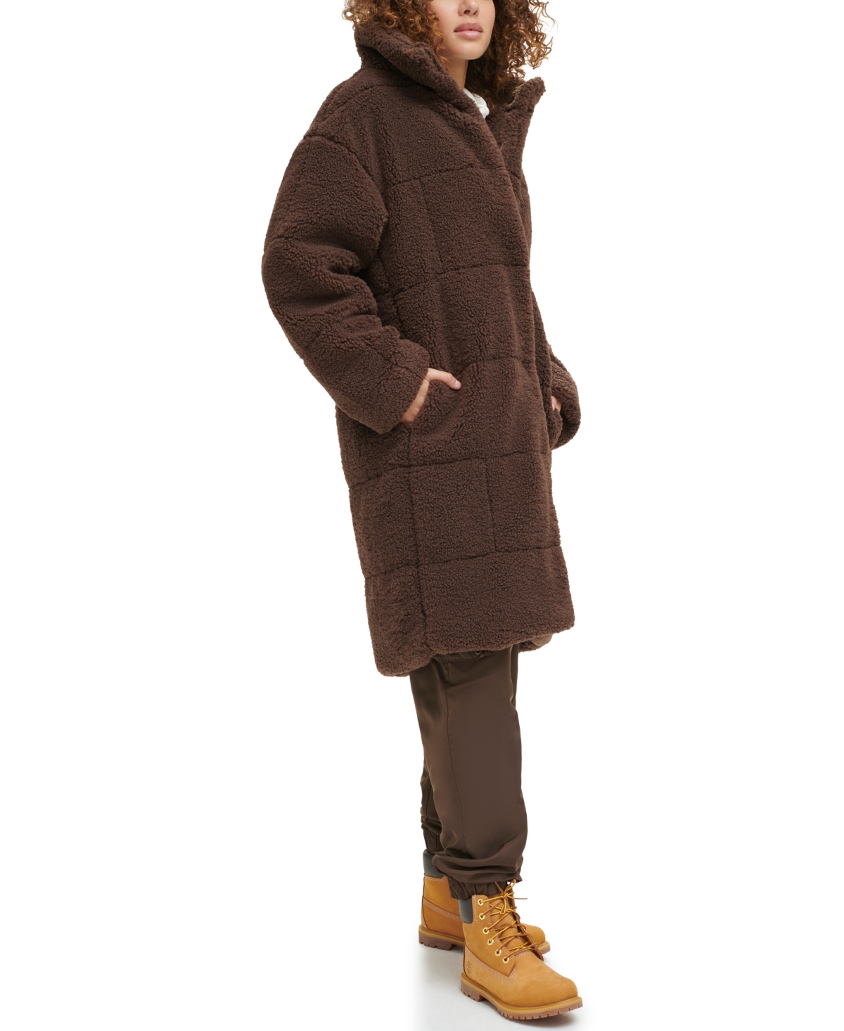 Levi's Women's Long Sherpa Snap-Closure Teddy Coat