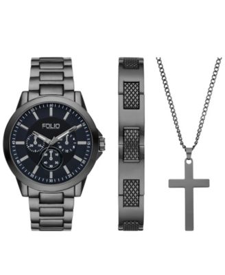 Men's Three Hand Gunmetal Alloy Watch, 45mm