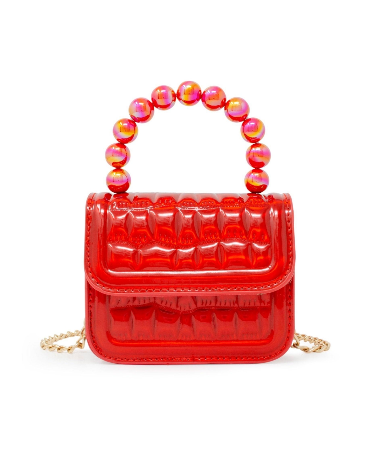 Tiny Treats + Zomi Gems Girls Mini Glam Quilted Pearl Handle Purse, Red - Red