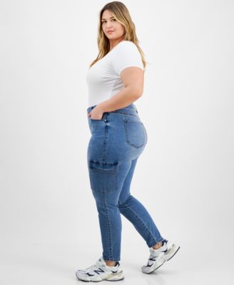 Trendy Plus Size High-Rise Skinny Cargo Jeans 