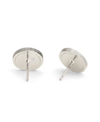 Faux Stone Signature Quilted Coin Stud Earrings