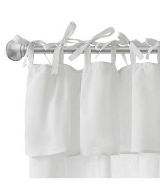 Recycled Cotton Blend Ruffle Tie Top Curtains Pair, Bleached Mauve, 52"×84"