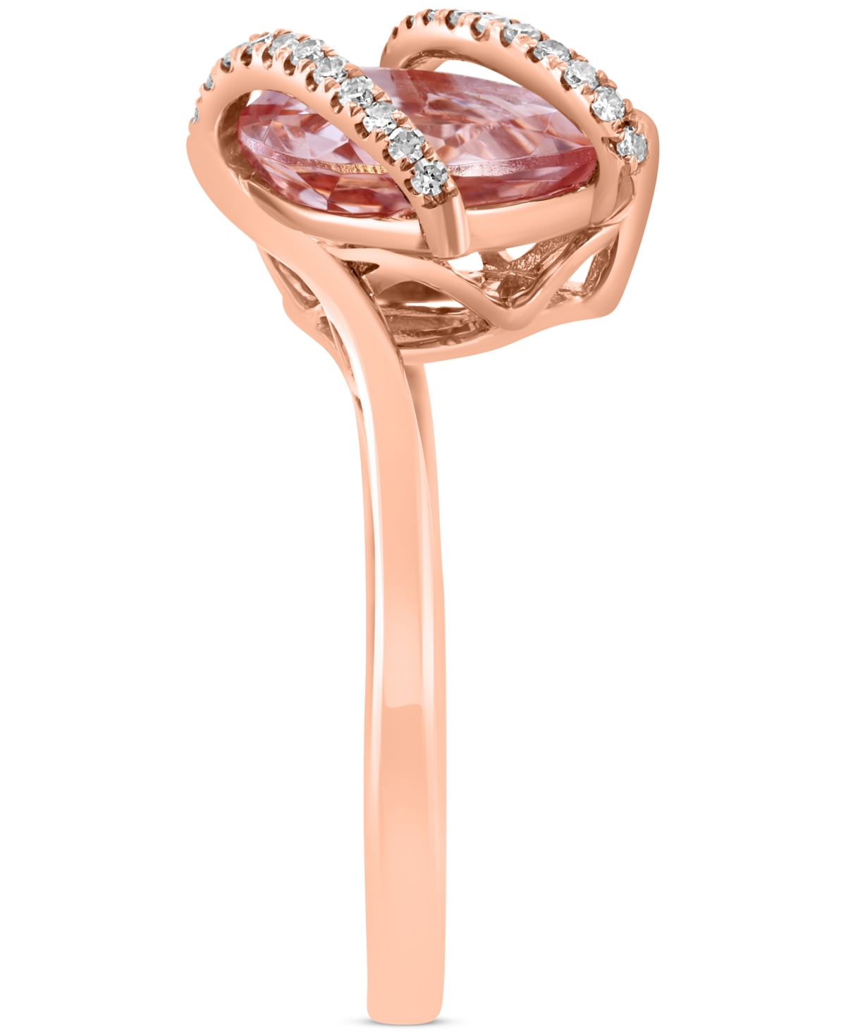 Effy Collection Effy Pear-shape Morganite (1-3/4 Ct. T.w.) & Diamond (1/8 Ct. T.w.) Statement Ring In 14k Rose Gold In Morganite