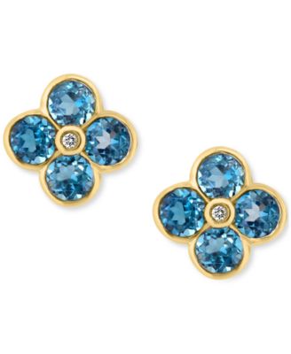 EFFY Collection - London Blue Topaz (2-5/8 ct. t.w.) & Diamond Accent Flower Stud Earrings in 14k Yellow Gold (Also in Citrine)