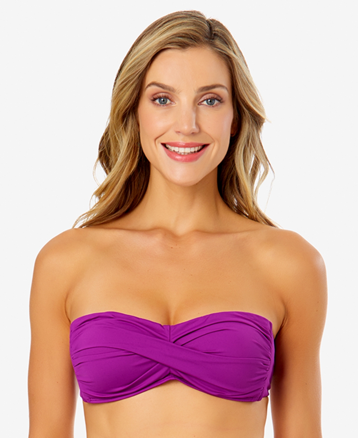 Anne Cole Solid Twist-front Bikini Top In Fuchsia