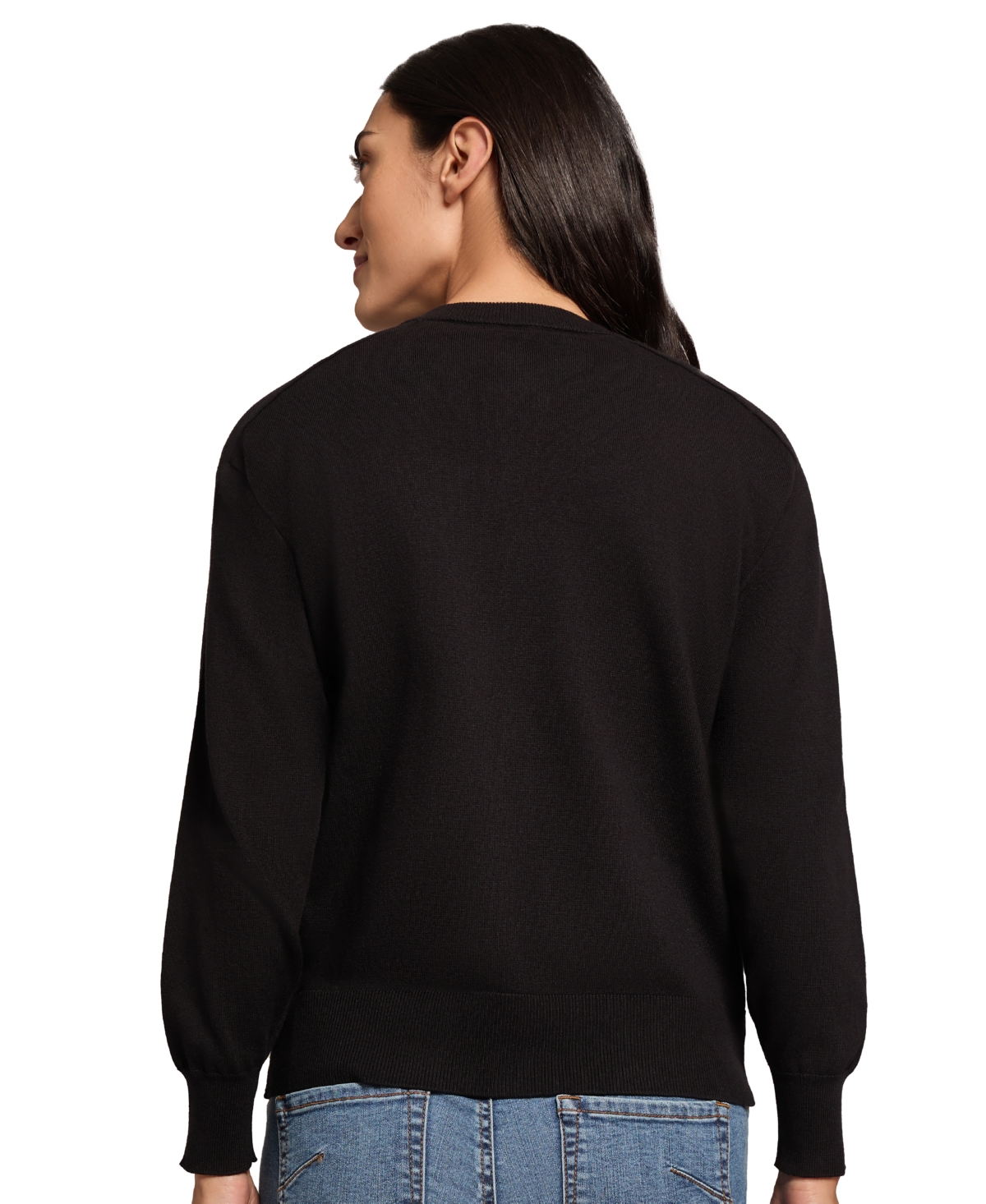 Jones New York Petite Saddle-shoulder Cardigan Sweater In Black