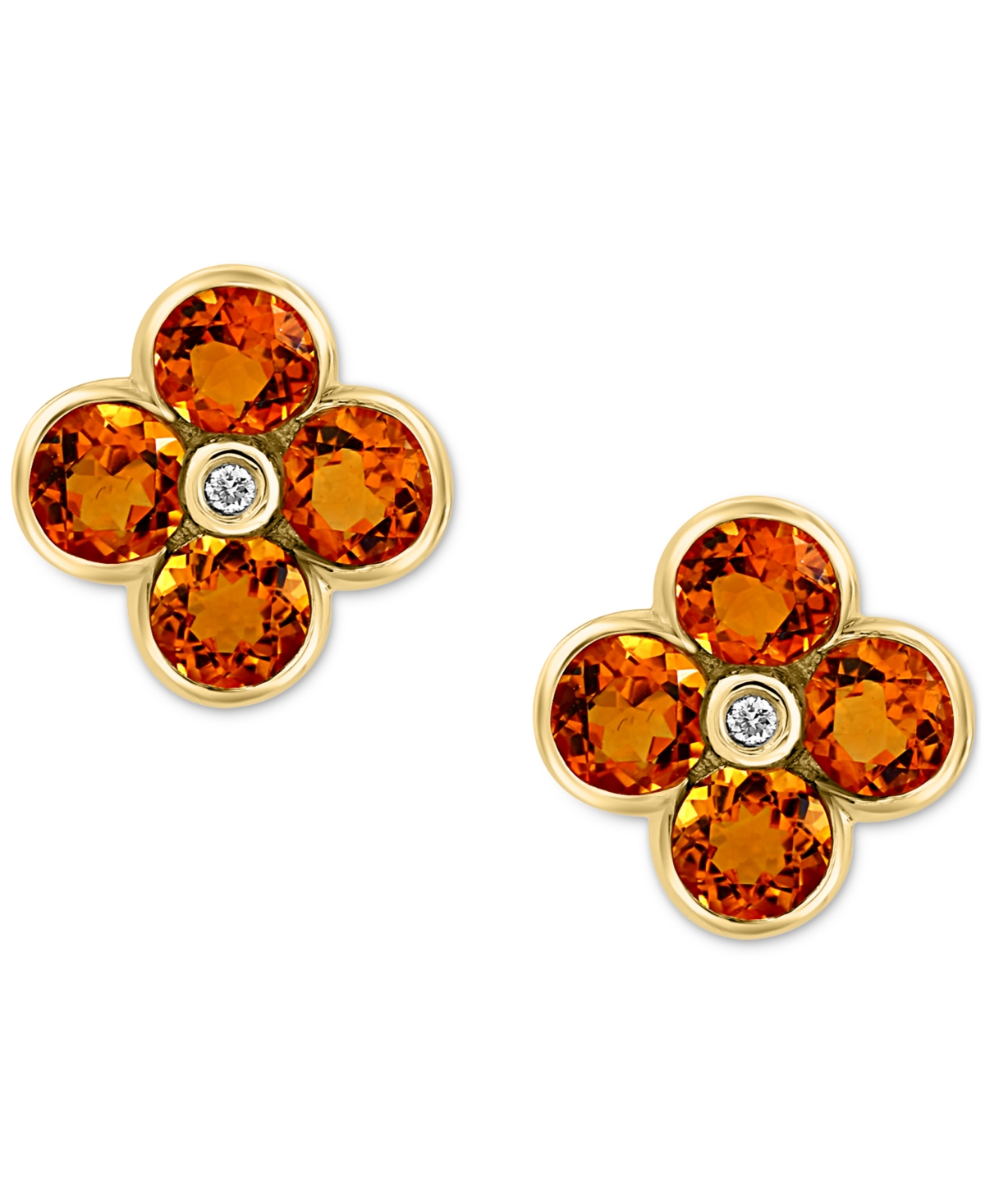 Effy Collection Effy London Blue Topaz (2-5/8 Ct. T.w.) & Diamond Accent Flower Stud Earrings In 14k Yellow Gold (al