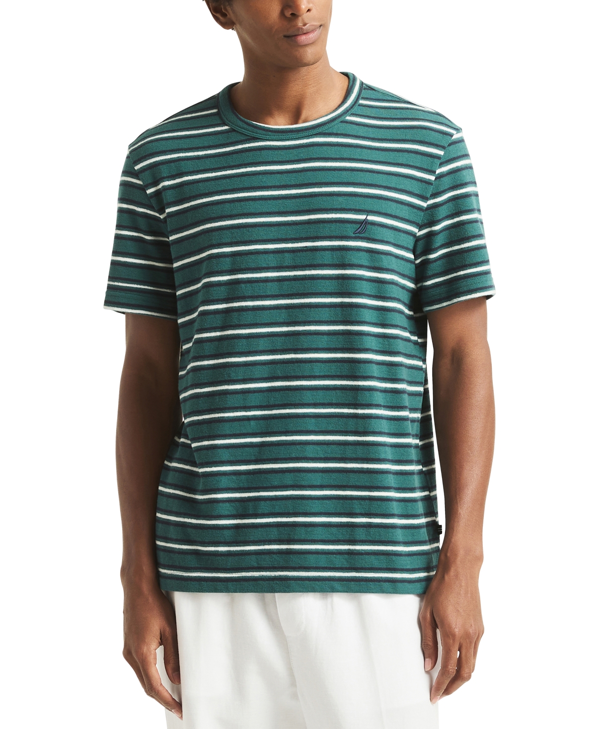 Men's Striped Crewneck T-Shirt - Deep Atlantic