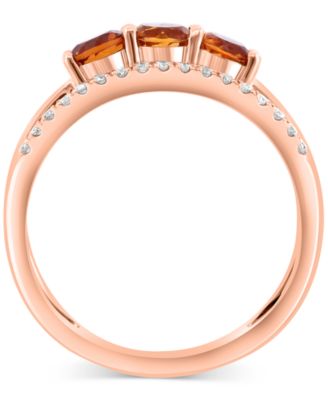 EFFY&reg; Citrine (5/8 ct. t.w.) & Diamond (1/10 ct. t.w.) Split Ring in 14k Rose Gold