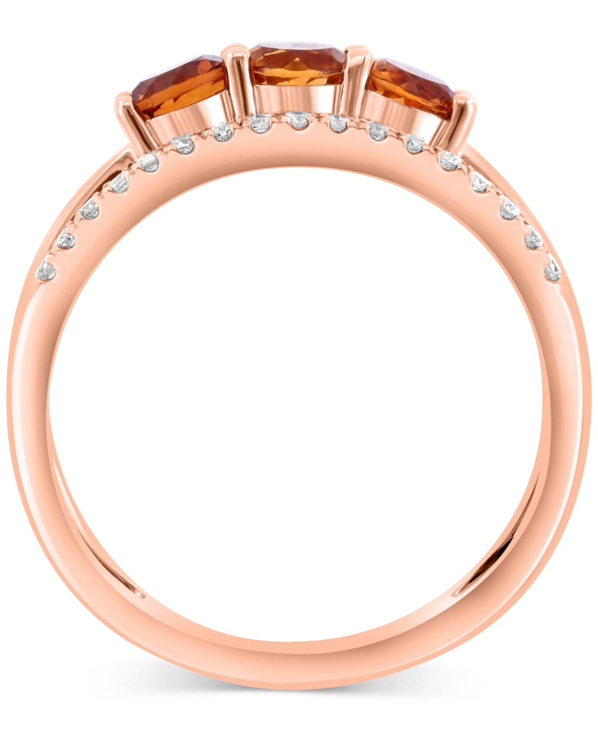 Effy Collection Effy Citrine (5/8 Ct. T.w.) & Diamond (1/10 Ct. T.w.) Split Ring In 14k Rose Gold In Citrine