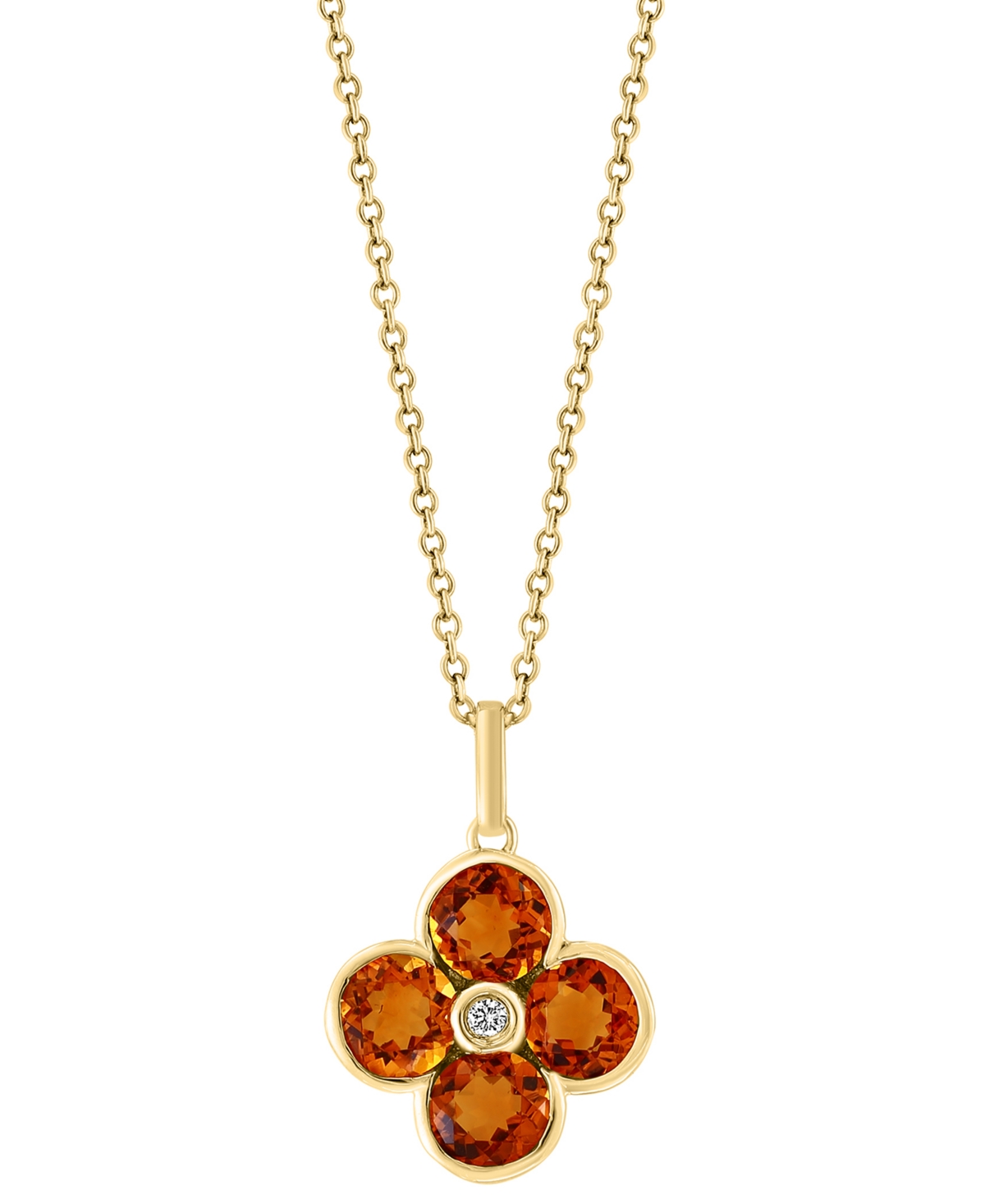Effy Collection Effy London Blue Topaz (2-1/3 Ct. T.w.) & Diamond Accent Flower 18" Pendant Necklace In 14k Yellow G
