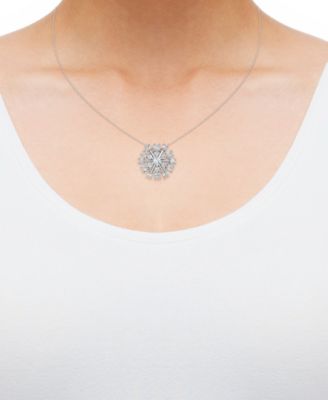 Diamond Starburst 18" Pendant Necklace (1/2 ct. t.w.) in Sterling Silver