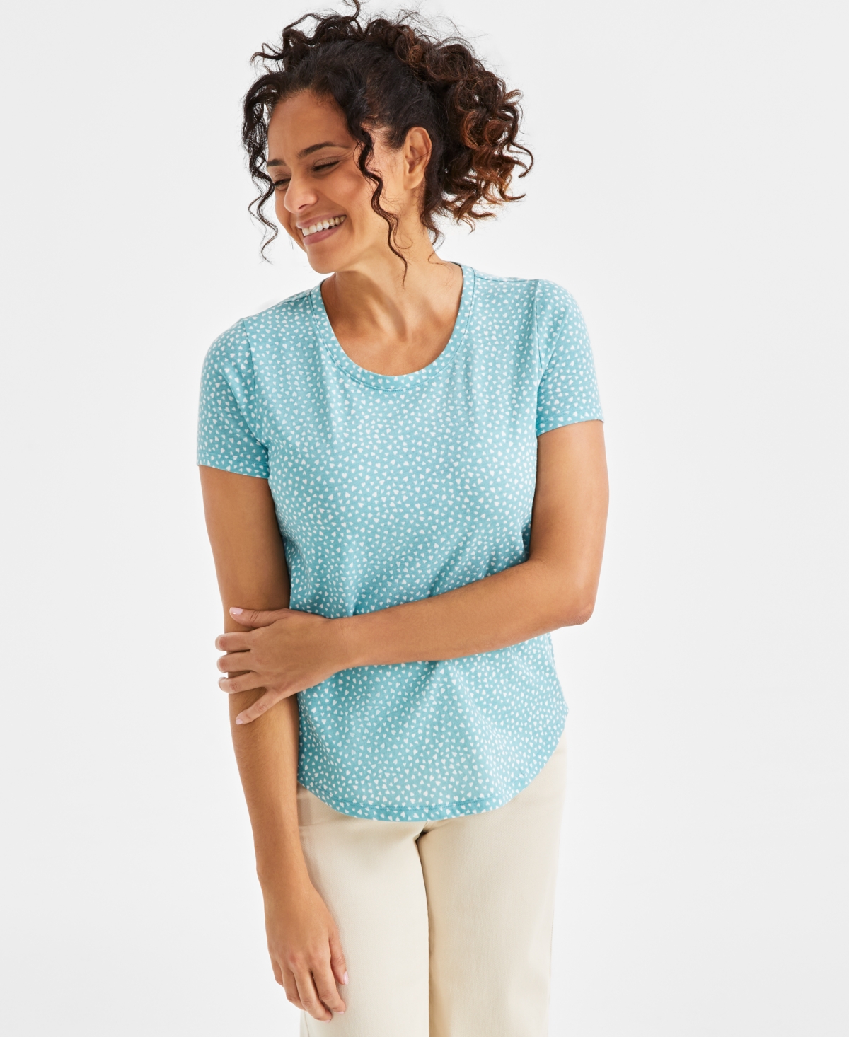 Style & Co Women's Heart Printed Short-Sleeve T-Shirt, Exclusively at Macy's