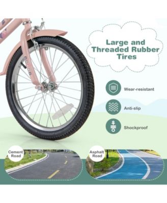 16/18 Inch Kids Bike Retro Bicycle with Adjustable Height and Basket for Ages 4-8 Years Old